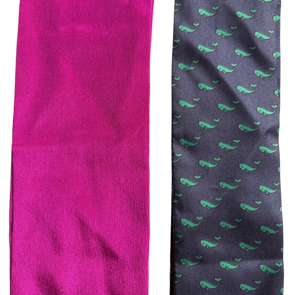 Liz Claiborne & Symphony Scarves 100% Silk Scarf Lot Pink & Navy Whale Print